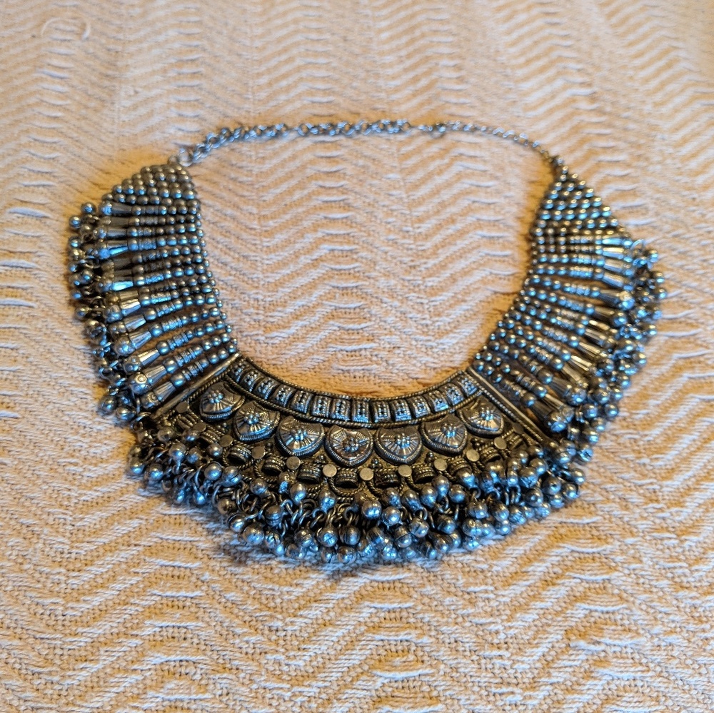 Antique Metallic Jingle Choker Necklace